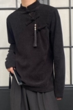 秋冬中式立领盘扣男女套头卫衣复古流苏压襟风禅意上衣3532P75，男装卫衣，电商A246