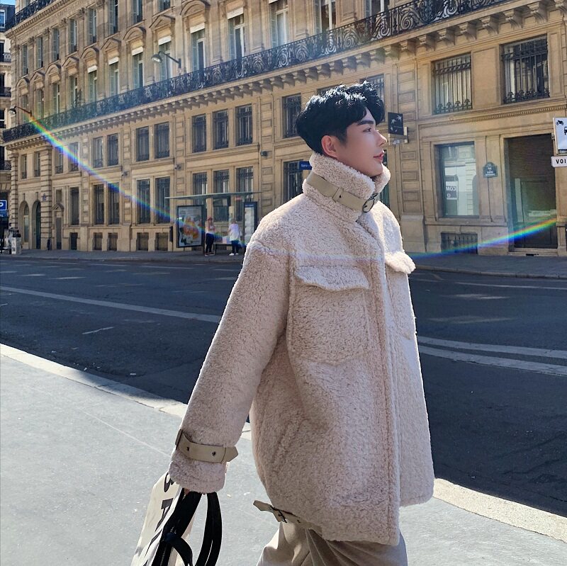 冬季加厚獭兔毛立领绑带时髦宽松气质外套棉衣A261-9092-P155，男装棉衣，电商A246