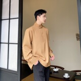 新款新中式立领金属扣设计长袖衬衣男潮流复古衬衫5169-P90，男装衬衫，电商A246