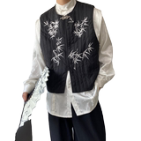潮流原创新中式刺绣男女百搭禅意风马甲复古夹棉坎肩5218P110，男装背心/马甲，电商A246