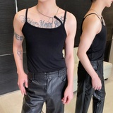 夏季潮流金属项链设计弹力罗纹紧身背心个性痞帅性感坎肩5250P65，男装背心/马甲，电商A246