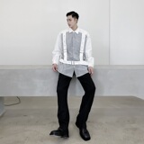 设计款定制绑带条纹撞色个性长袖衬衣A246-2312-P75，男装衬衫，电商A246