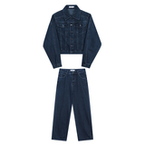 秋季新款韩版蓝色牛仔套装翻领短款牛仔夹克直筒阔腿长裤ZK16P185，男装夹克，电商A246