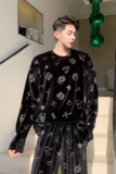 原创小众个性星座图案烫钻丝绒圆领时髦长袖A261-6810-P65，男装卫衣，电商A246