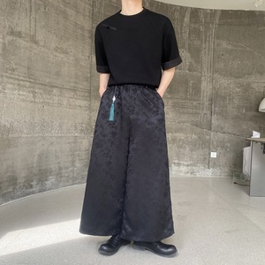 潮流中式提花阔腿男女休闲九分裤风流苏挂饰设计款长裤3572P95图片
