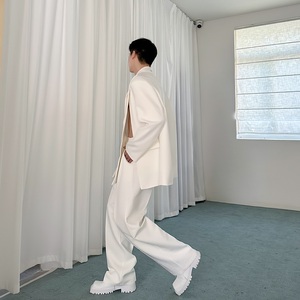 秋季简约休闲套装个性开衩西服气质直筒长裤痞帅两件套6826P235图片