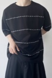 山本暗黑系个性织带圆领短袖男女半袖T恤潮流上衣2372P45，男装T恤，电商A246