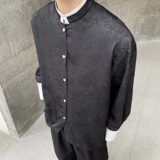 春夏新中式提花撞色立领男女长袖衬衣复古禅意休闲衬衫5234P95，男装衬衫，电商A246