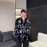 春季丝绒绣片翻领绑带设计长袖衬衣个性舞台装亮片表演服3565P115，男装衬衫，电商A246