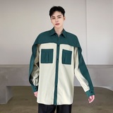 设计款复古拼接时髦气质潮流百搭衬衣A246-3844-P75，男装衬衫，电商A246