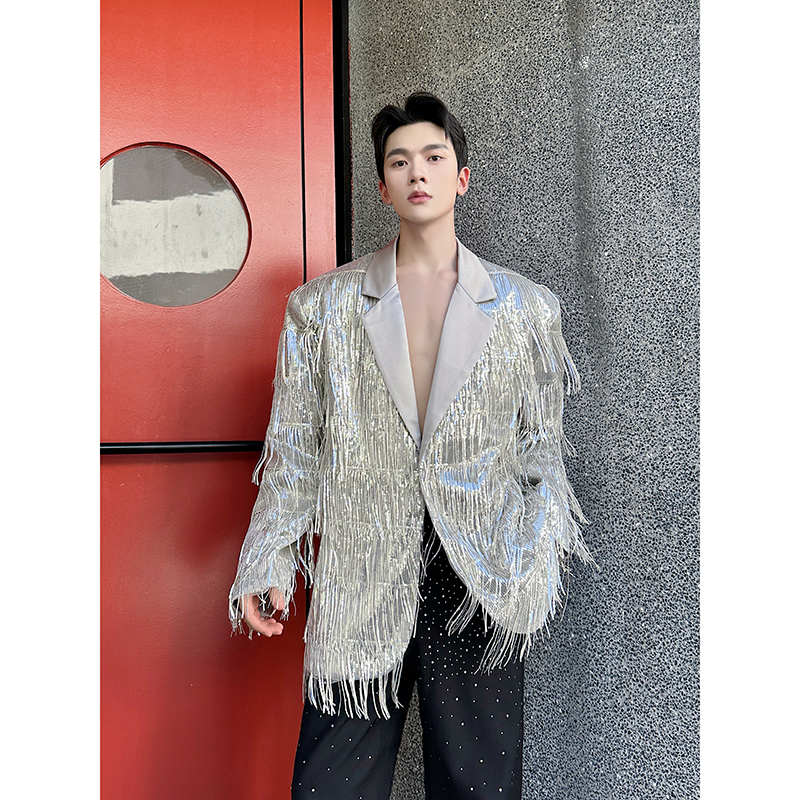 潮流新款亮片流苏设计西服外套舞台表演服6835P195，男装西服，电商A246