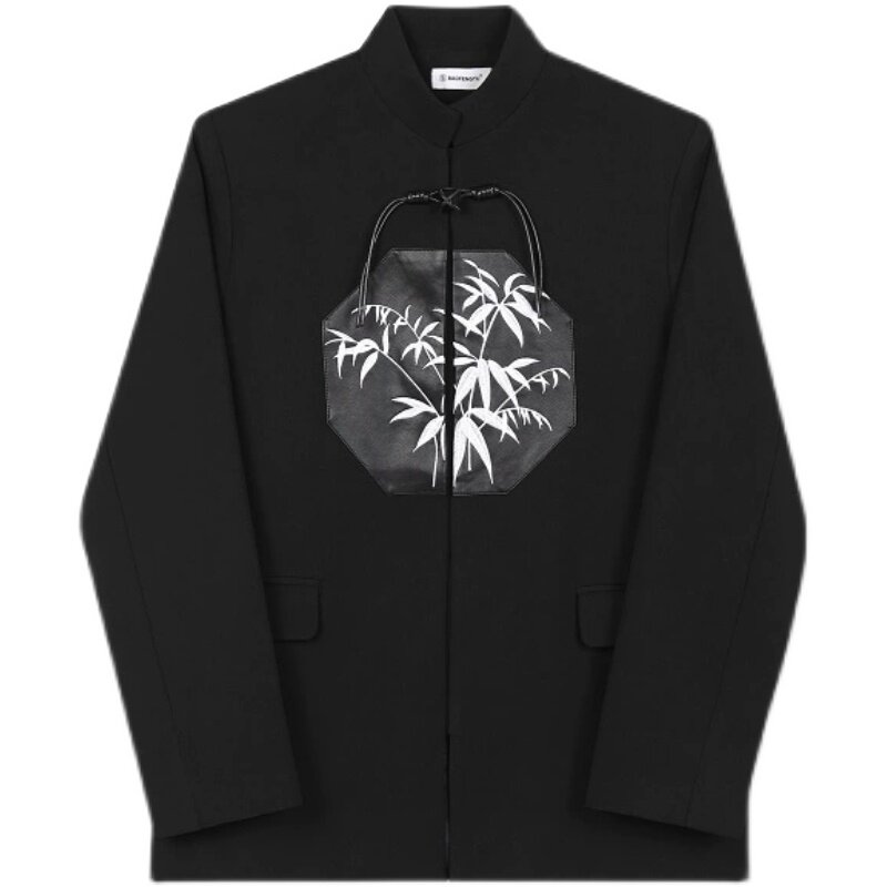 秋季新中式刺绣竹立领长袖男女西服外套潮流复古风上衣3521P145,男装西服,电商A246