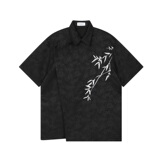 设计款提花锈竹翻领盘扣复古衬衣A246-5259-P100，男装衬衫，电商A246