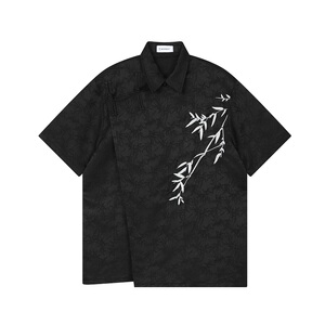 设计款提花锈竹翻领盘扣复古衬衣A246-5259-P100图片