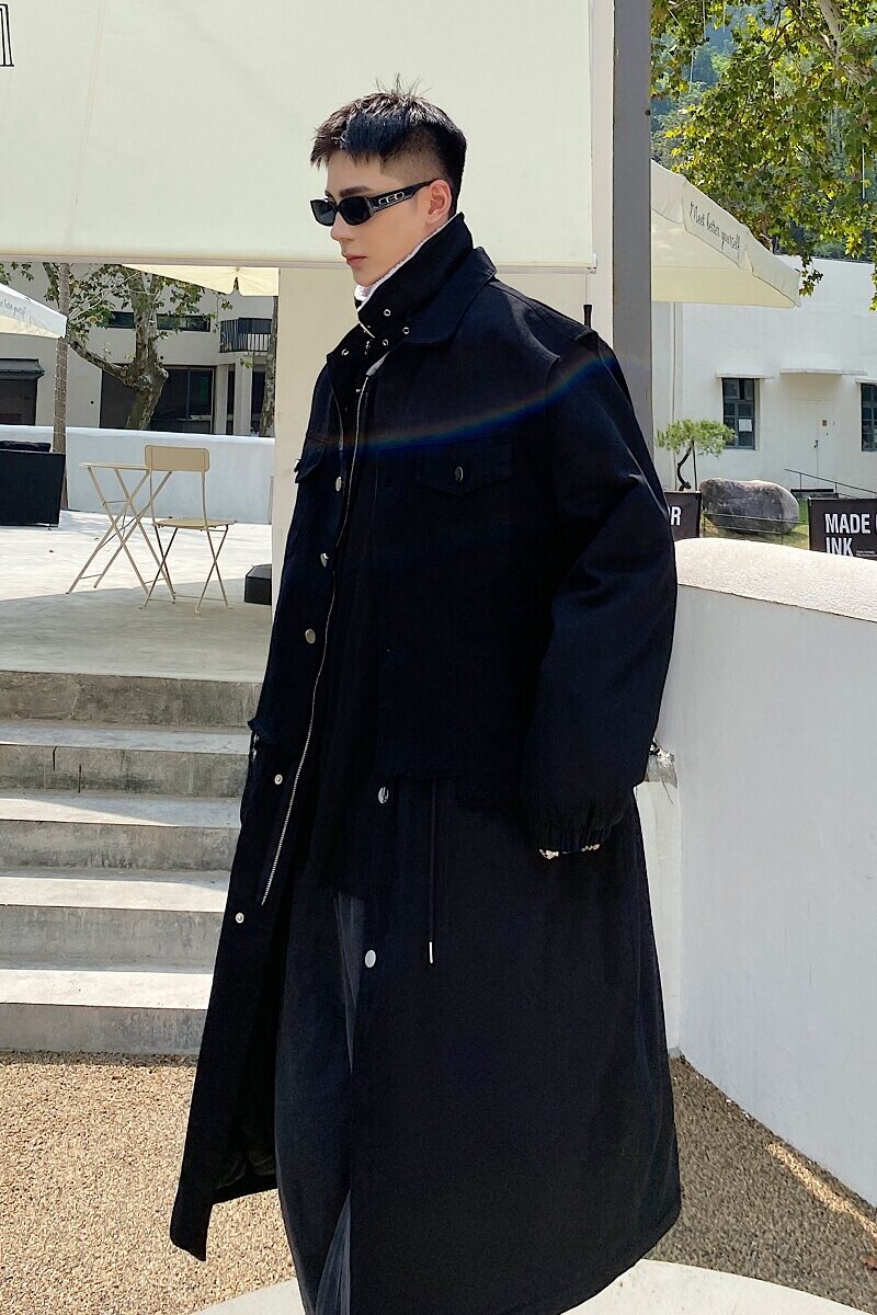 冬季韩版羊羔毛领长款棉衣A246-3757-P165,男装风衣,电商A246