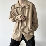新款小众设计师立领衬衫男肩膀褶皱中性风外套A246-2448-P70，男装衬衫，电商A246