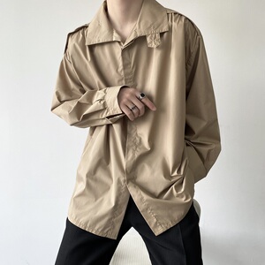 新款小众设计师立领衬衫男肩膀褶皱中性风外套A246-2448-P70图片
