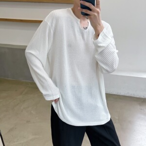 小众定制高级纯色个性面料禁欲系长袖T恤A246-3872-P65图片