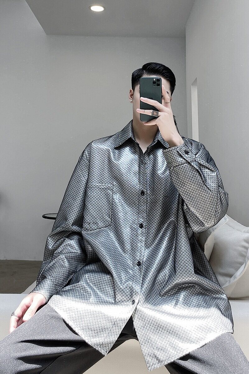 原创设计鱼鳞纹时尚个性衬衣A246-2308-P95,男装衬衫,电商A246