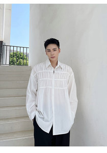 早春潮流褶皱设计气质百搭长袖衬衣A246-3714-P75图片