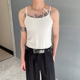 夏季潮流金属项链设计弹力罗纹紧身背心个性痞帅性感坎肩5250P65，男装背心/马甲，电商A246