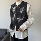 潮流原创新中式刺绣男女百搭禅意风马甲复古夹棉坎肩5218P110，男装背心/马甲，电商A246