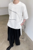 山本暗黑风小众撞色线贴袋个性圆领冷淡风圆领短袖9993-P55，男装T恤，电商A246