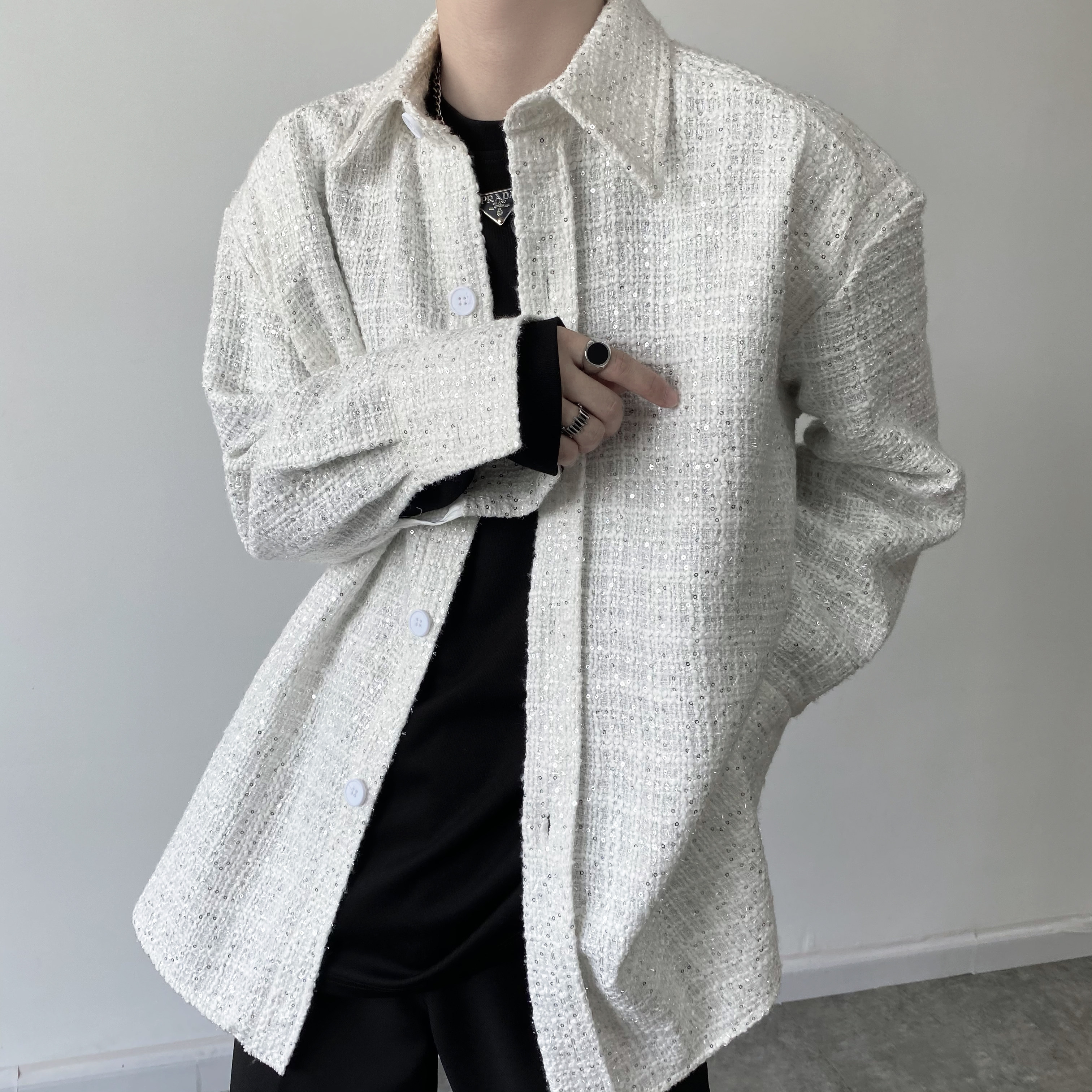 高级感手工立体亮丝翻领长袖衬衫男痞帅雅痞A246-5008-P115,男装衬衫,电商A246