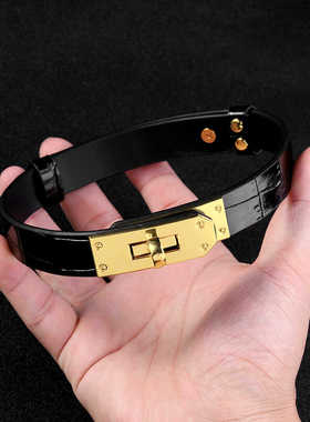 k9纹鳄鱼小众高端真皮刻字项圈