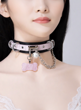 项圈定制刻字女m链子手工皮具K9