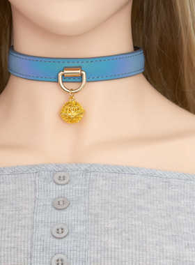 月光白鳄鱼纹轻奢刻字锁骨链真皮