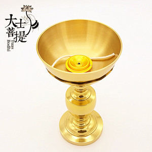 新款纯铜供佛酥油灯座佛灯超大号液体油灯酥油灯座灯架佛前供灯品