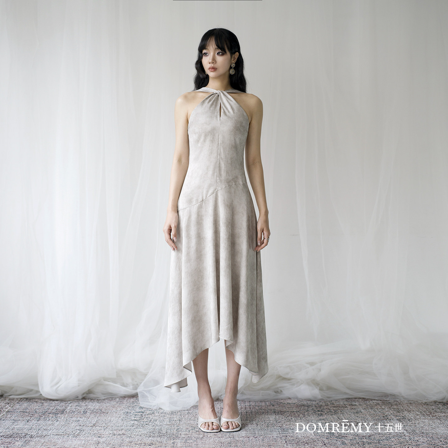 Domremy【芙洛】天丝挂脖礼服裙约会订婚绝美宴会老钱风连衣裙