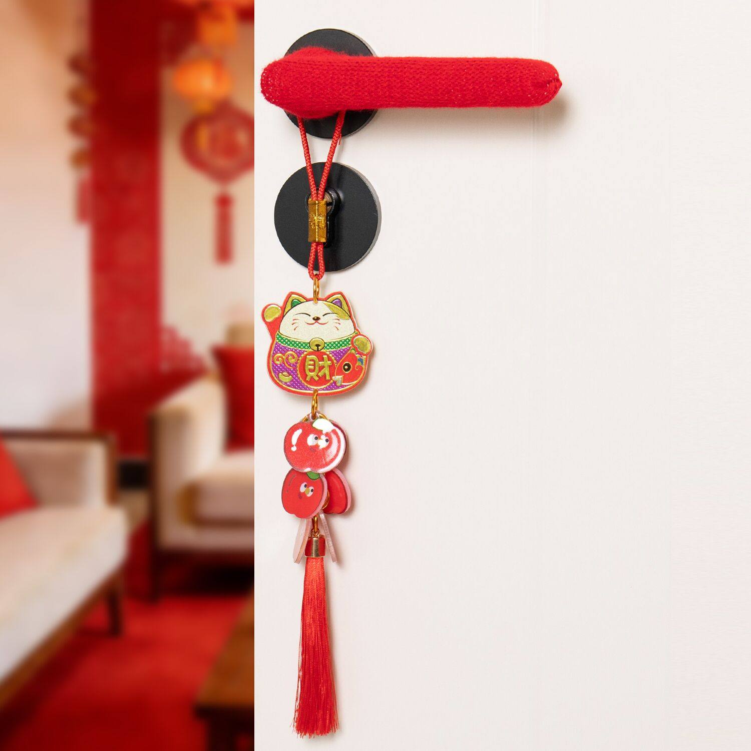 招财猫门把手套2026年新款门把手装饰挂件春节过年门把手喜庆挂饰,居家布艺,门把手套,淘宝优惠券,粉丝福利购,淘宝优惠卷