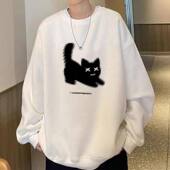 显白潮牌ins长袖 港风春秋男女薄款 情侣oversizeT恤衫 上衣圆领卫衣