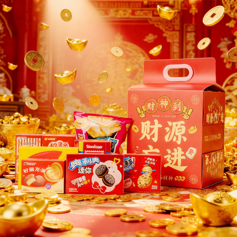 高档年货零食大礼包雀巢大白兔怡口莲皇冠曲奇大牌零食创意大礼包