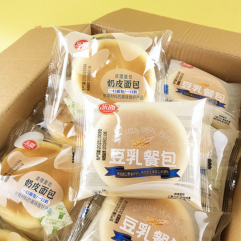 乐盟豆乳餐包奶皮面包早餐零食