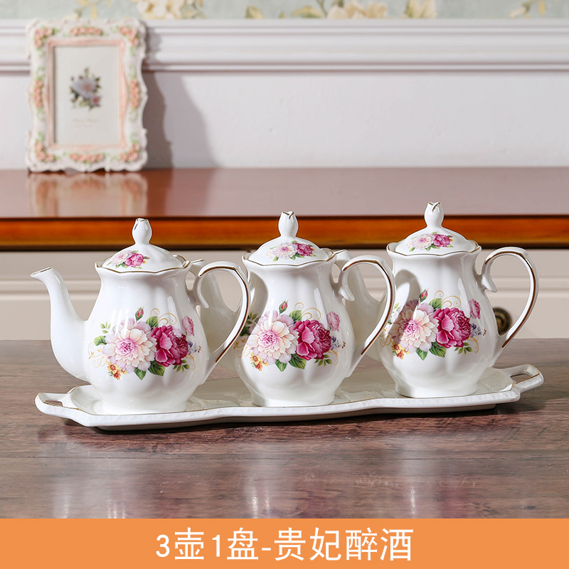 厨房陶瓷耐高温带盖小油壶欧式