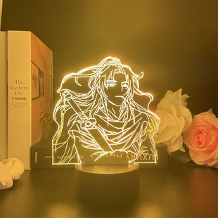 usb小夜灯王者荣耀同人李白立牌创意摆件二次元周边电竞七彩氛围