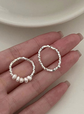 木木家饰品女S925淡水珍珠戒指