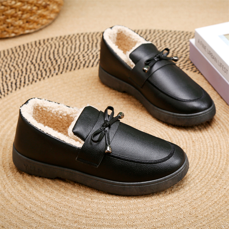 YH5冬季棉鞋女老北京皮面防水加