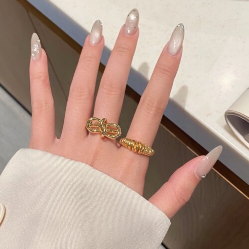韩版简约蝴蝶结开口戒指女不掉色