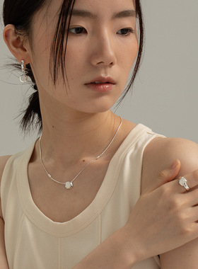 韩版小众设计感母贝肌理戒指女天