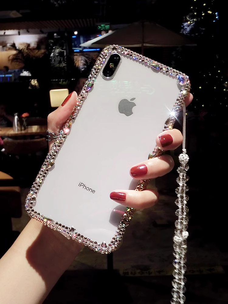 苹果17promax镶钻手机壳奢华新款iPhone16带钻石闪13mini透明软硅胶套15plus边框镶钻14适用12水