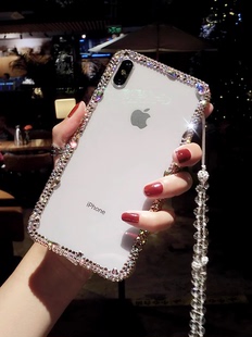 苹果17promax镶钻手机壳奢华新款iPhone16带钻石闪13mini透明软硅胶套15plus边框镶钻14适用12水晶XS网红11女