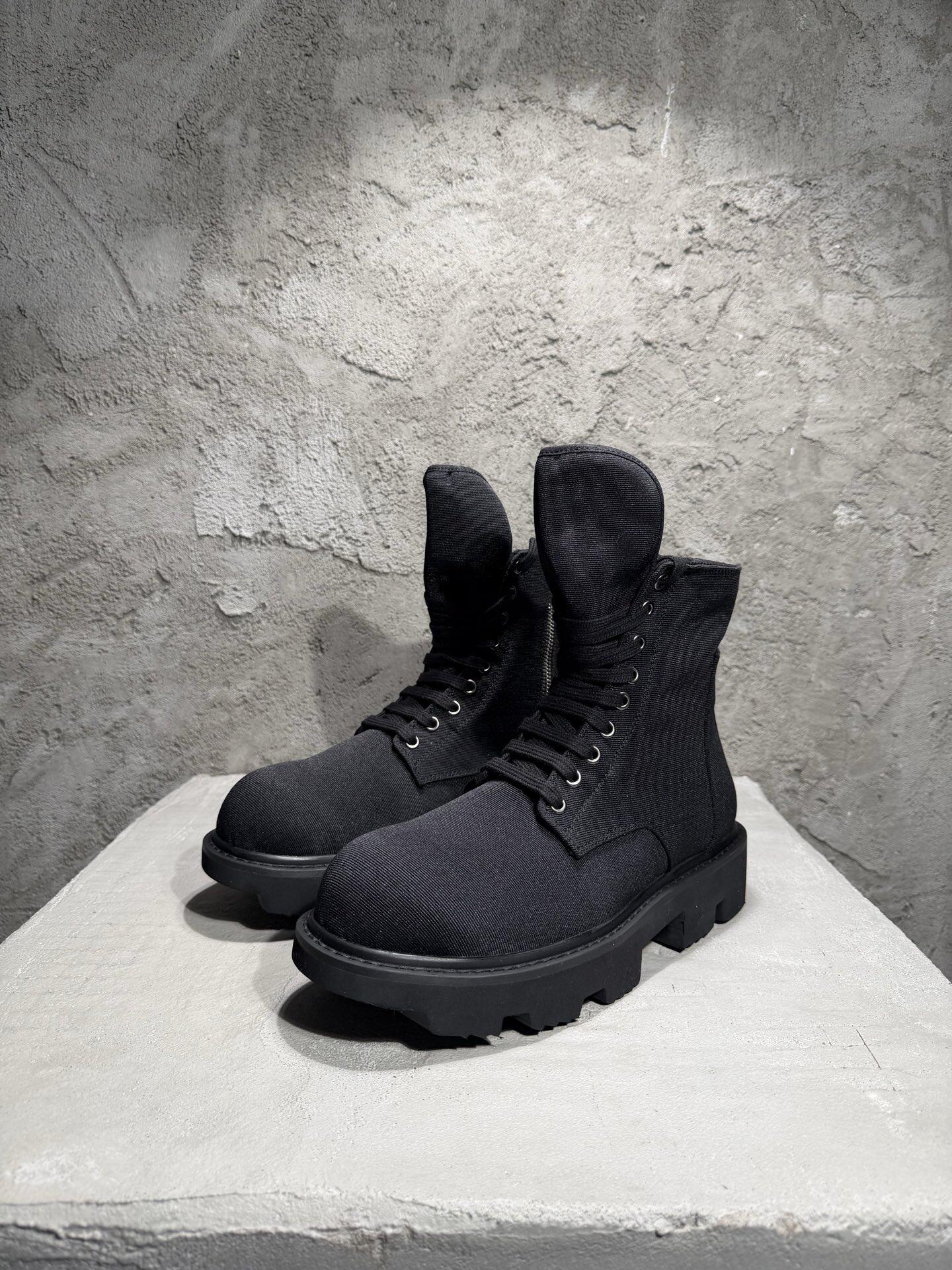 RO新款复线暗黑增高厚底时尚高帮帆布鞋男款运动休闲时尚百搭短靴