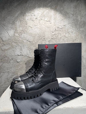 424秋冬新款暗黑钢铁头真皮系带休闲英伦时尚男鞋马丁高帮短靴子