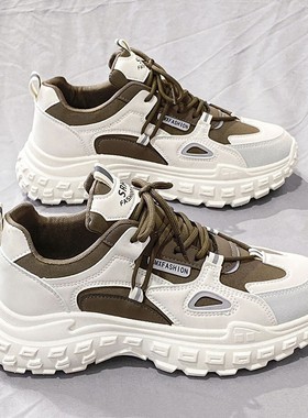 厚底时尚运动鞋夏季新款网红港风透气休闲男鞋工作防滑耐磨老爹鞋