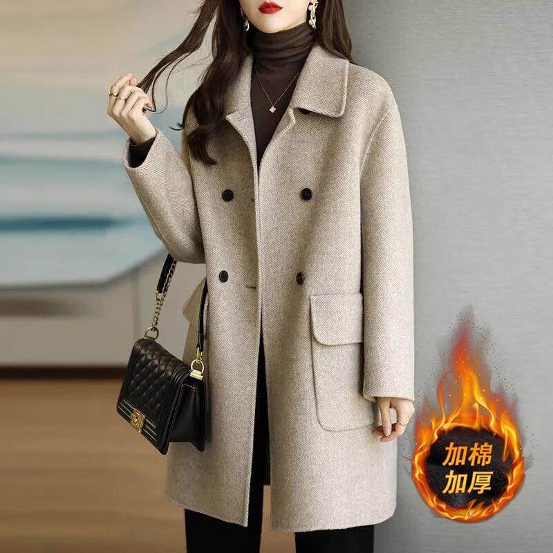 加厚呢子毛呢外套女大码高级感2025年新款冬季胖MM韩系中长款大衣