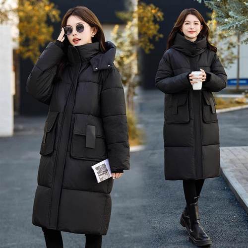 2025羽绒棉服女中长款短款美式连帽冬季款保暖休闲面包服棉衣外套